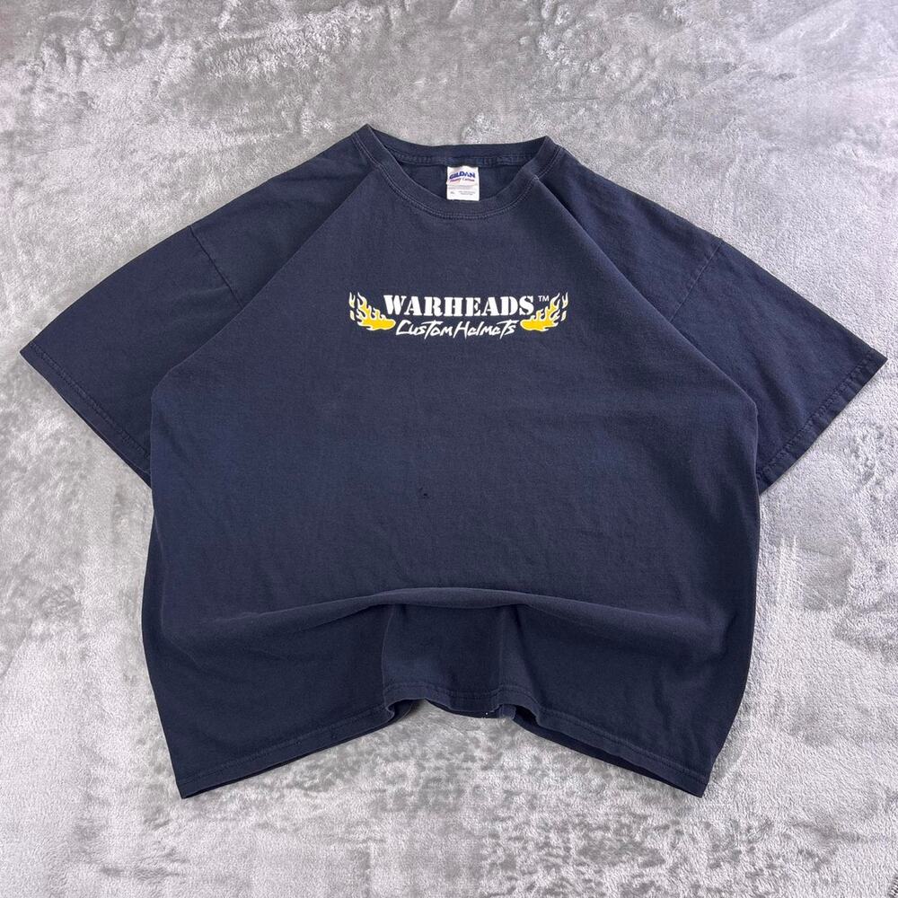 Vintage Y2K Warheads Custom Helmets Skull T-Shirt Men’s XL Navy Blue Gildan